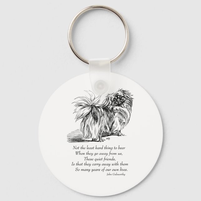 Pekingeser Hund Regnbågsbron Nyckelring (Framsida)