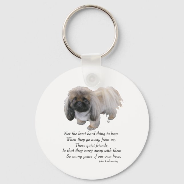 Pekingeser Hund Regnbågsbron Nyckelring (Framsida)