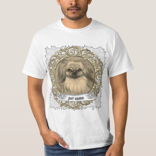 Pekingeser Hund  T Shirt (Framsida)