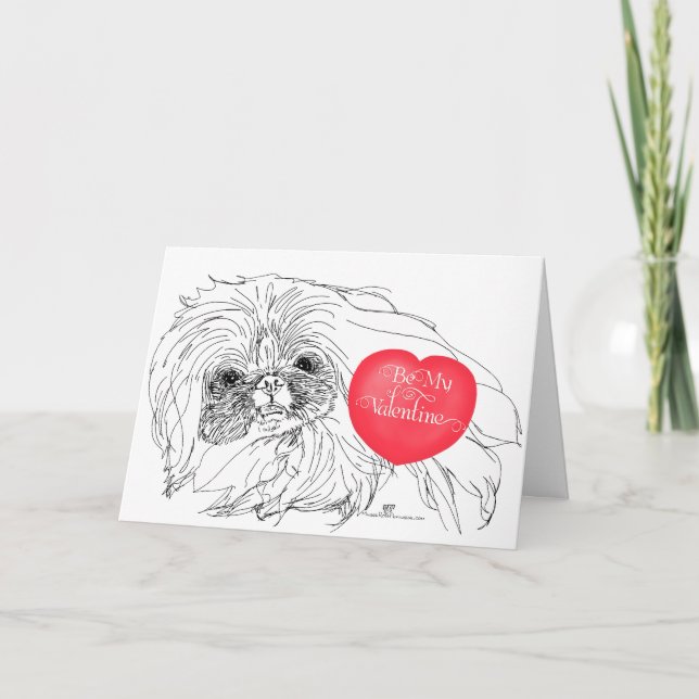 Pekingeser Hund Valentine Helgkort (Framsida)