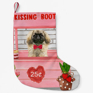 Pekingeser Hund Valentinsdag Kysskur Liten Julstrumpa