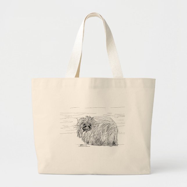 Pekingeser Hund Vid Stranden Jumbo Tygkasse (Framsidan)