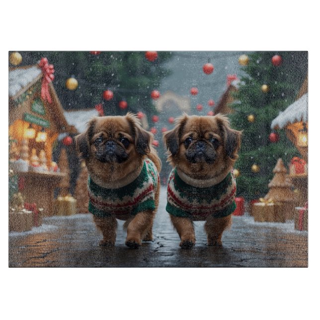 Pekingeser Hundar Jul Snö Högtid (Framsidan)