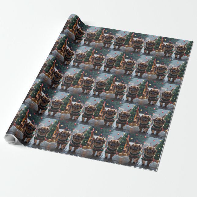 Pekingeser Hundar Jul Snö Holiday Presentpapper (Utrullad)