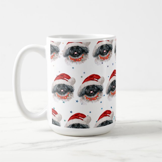 Pekingeser Hundras Julstjärnor Kaffemugg (Vänster)