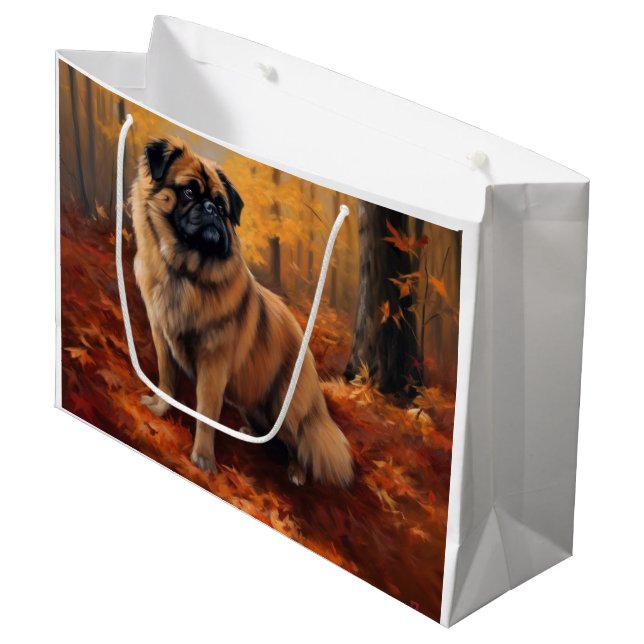 Pekingeser i höstlöv fall inspirerar (Framsidan Vinklad)