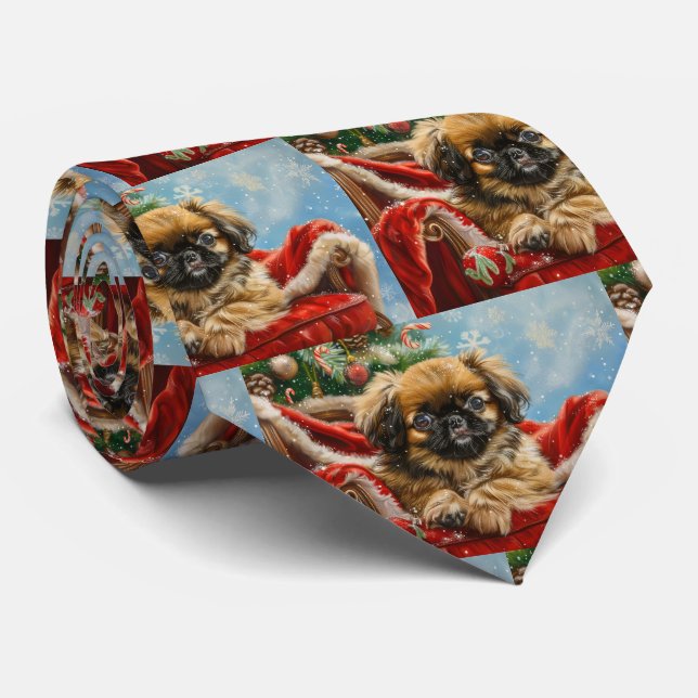 Pekingeser Jul Festivitet Slips (Rullad)