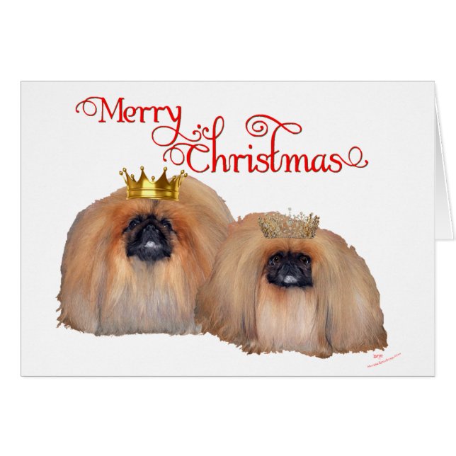 Pekingeser jul hälsningskort (Framsidan Horizontal)