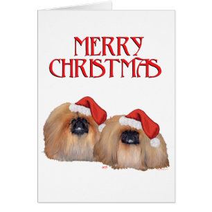 Pekingeser jul hälsningskort
