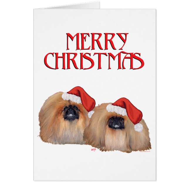 Pekingeser jul hälsningskort (Framsidan)