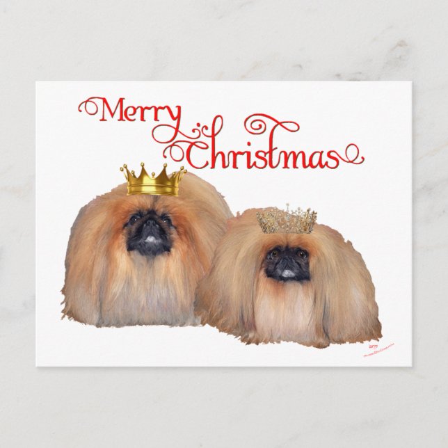 Pekingeser jul helg vykort (Framsida)
