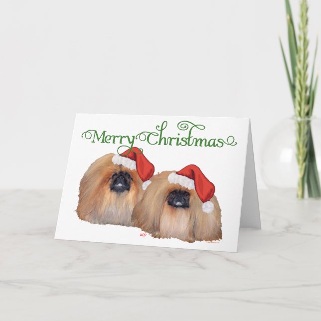 Pekingeser jul helgkort (Framsida)