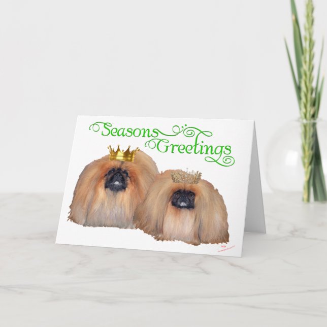 Pekingeser jul helgkort (Framsida)