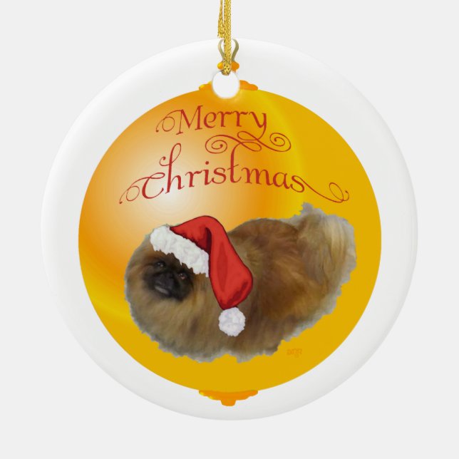 Pekingeser jul julgransprydnad keramik (Baksidan)