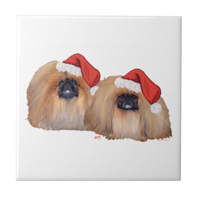 Pekingeser jul kakelplatta (Framsidan)