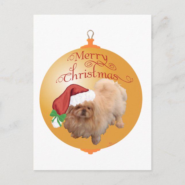 Pekingeser Jul Ornament Helg Vykort (Framsida)