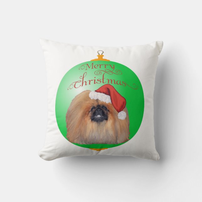 Pekingeser Jul Ornament Kudde (Framsida)