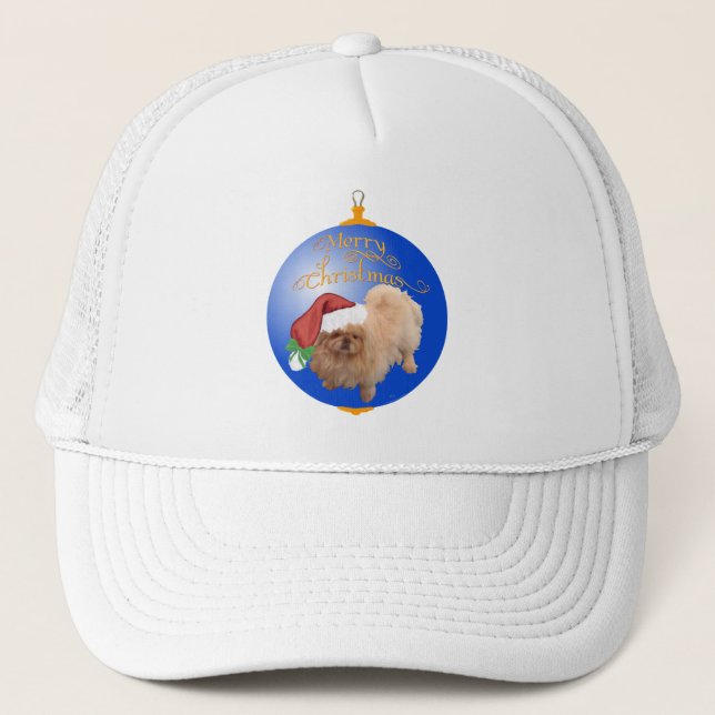 Pekingeser Jul Ornament Truckerkeps (Framsida)