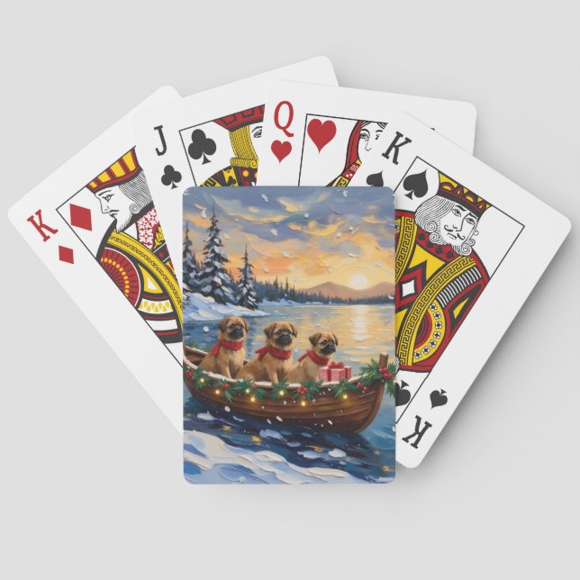 Pekingeser Julbåt Semester Casinokort (Baksidan)