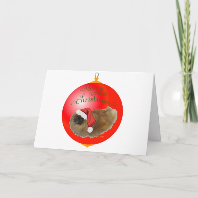 Pekingeser julgranskrycke helgkort (Framsida)