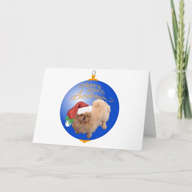 Pekingeser julgranskrycke helgkort (Framsida)