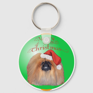 Pekingeser julgranskrycke nyckelring