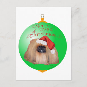 Pekingeser Julgranskula Helg Vykort