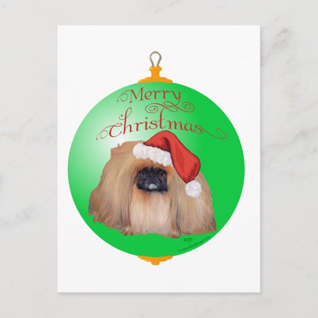 Pekingeser Julgranskula Helg Vykort (Framsida)
