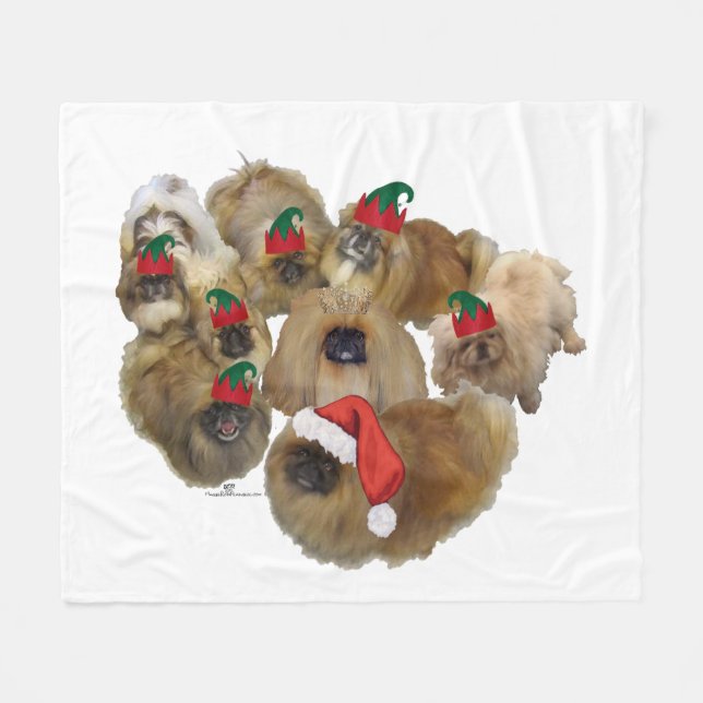 Pekingeser Julgrupp Fleecefilt (Framsidan (Horisontell))