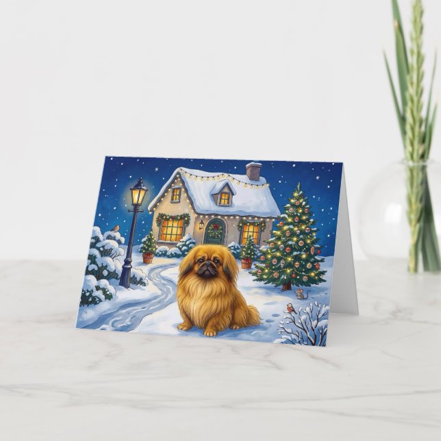 Pekingeser Julkort Helgkort (Framsida)