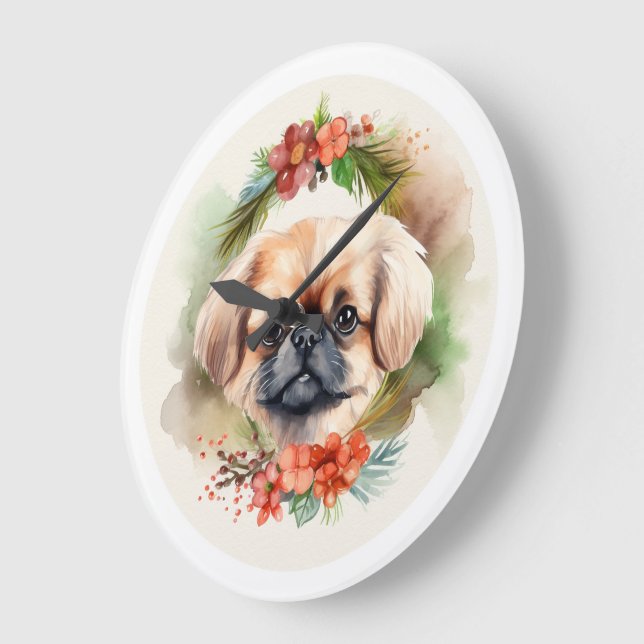 Pekingeser Julkrans Festlig Valp Stor Klocka (Vinkel)