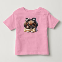 Pekingeser med en prickig rosett och ett ben