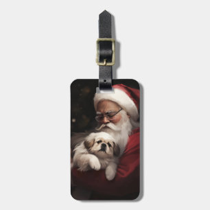 Pekingeser Med Tomte Jul Firande Jul Bagagebricka