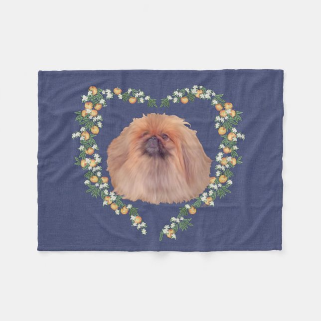 Pekingeser Orange Blossom Fleecefilt (Framsidan (Horisontell))