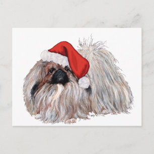 Pekingeser runt jul helg vykort