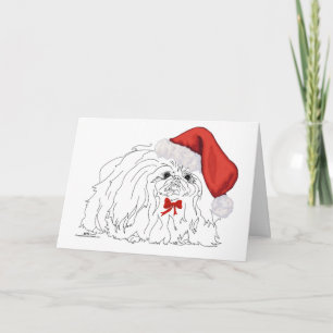 Pekingeser Santa Skiss Helgkort