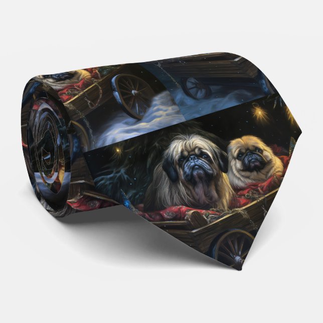 Pekingeser Snöig släde juldekoration  Slips (Rullad)
