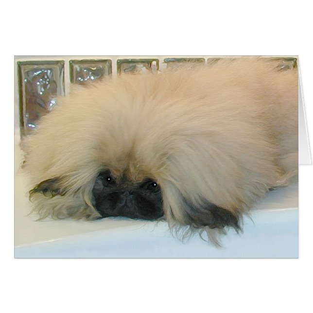Pekingeser Tänker Stort Hälsningskort (Framsidan Horizontal)