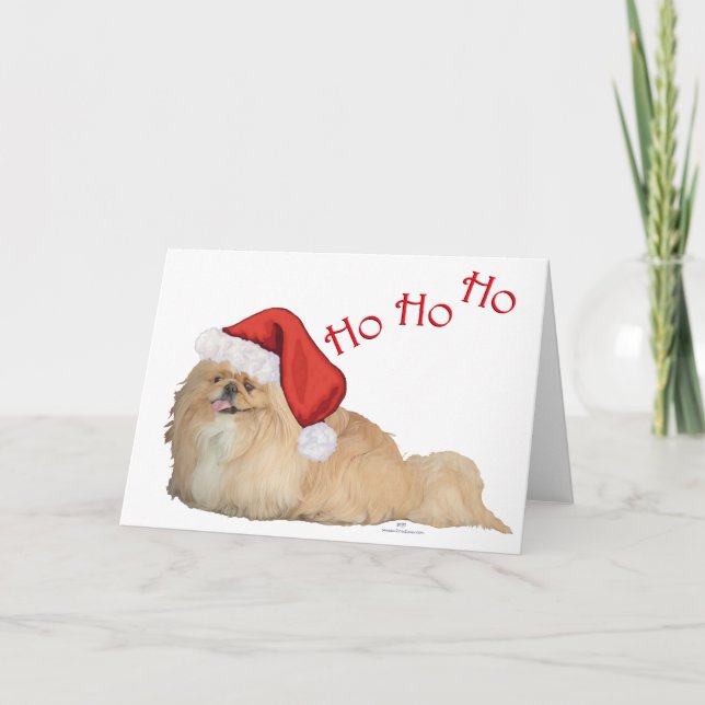 Pekingeser Tomte Helgkort (Framsida)