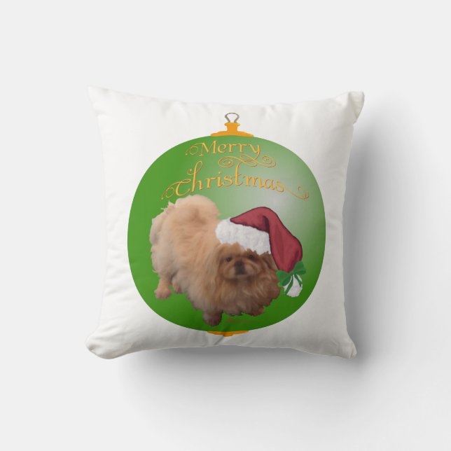 Pekingeser Tomte Ornament Kudde (Framsida)