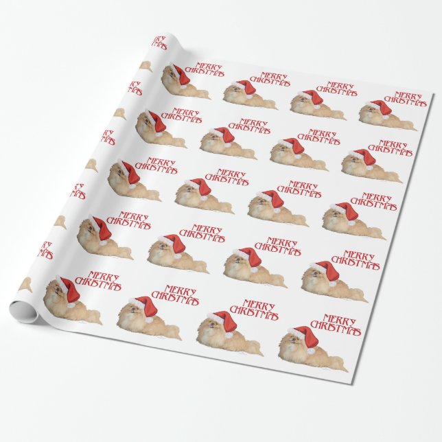 Pekingeser Tomte Presentpapper (Utrullad)