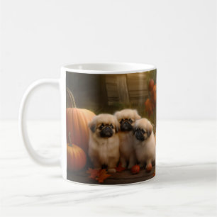 Pekingeser Valp Autumn Delight Pumpkin Kaffemugg