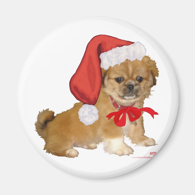 Pekingeser Valp Jul Magnet (Framsidan)
