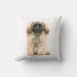 Pekingeser Vattenfärg Konstmålning Kudde