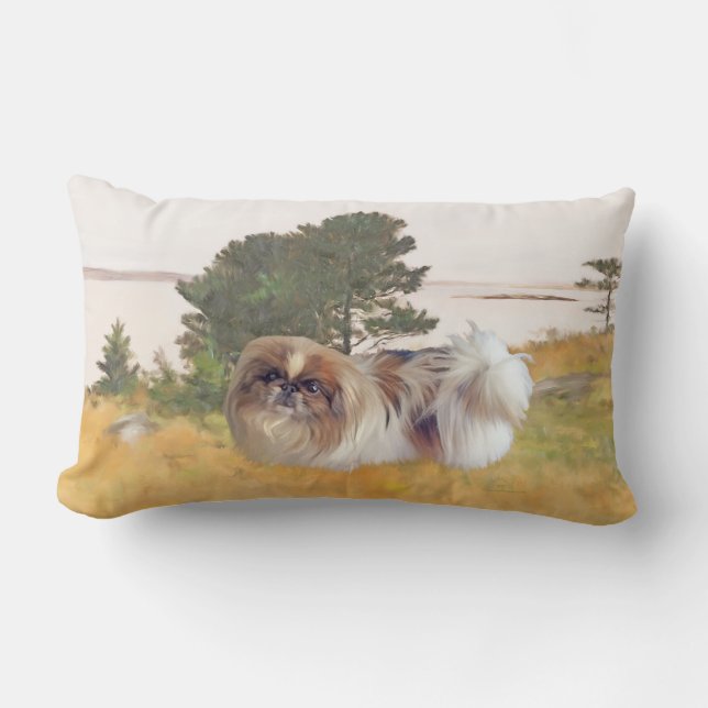 Pekingeser vid havet lumbarkudde (Framsida)