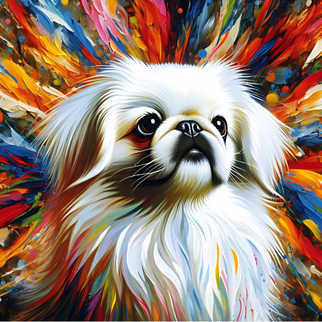 Pekingeser Vit Akryltryck | Färgrik | Livfull Pussel (Skapare uppladdad)
