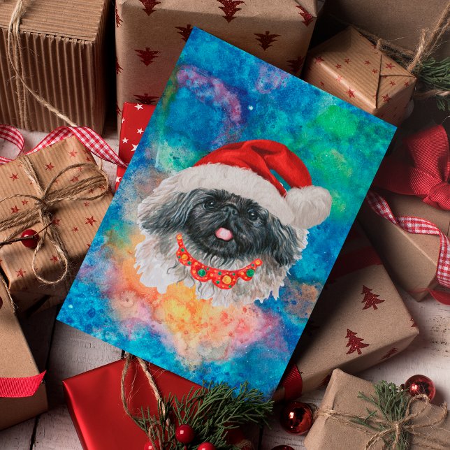 Pekingeserast Hund Jul Helg Vykort (Skapare uppladdad)