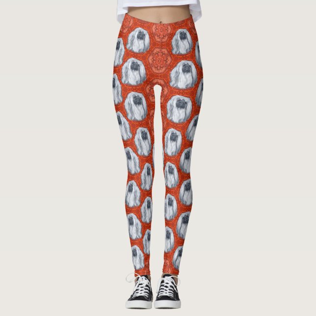 Pekingeseredesignad Leggings (Framsida)