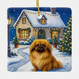 Pekingeseremiss  julgransprydnad keramik