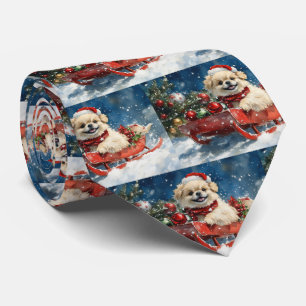 Pekingeserhund i släde Låt det snöa jul Slips